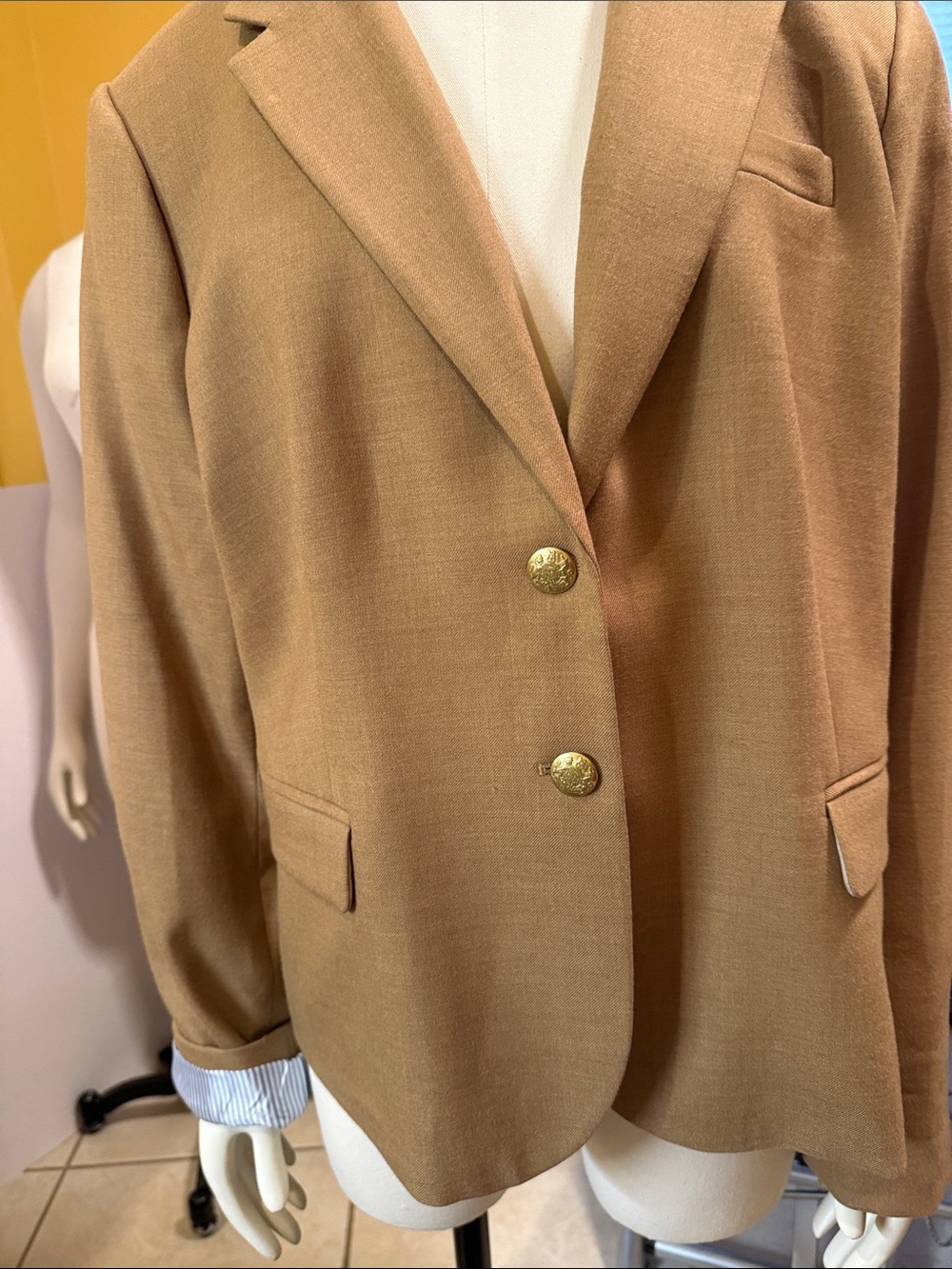 J. Crew Factory Tan Blazer with Gold Buttons